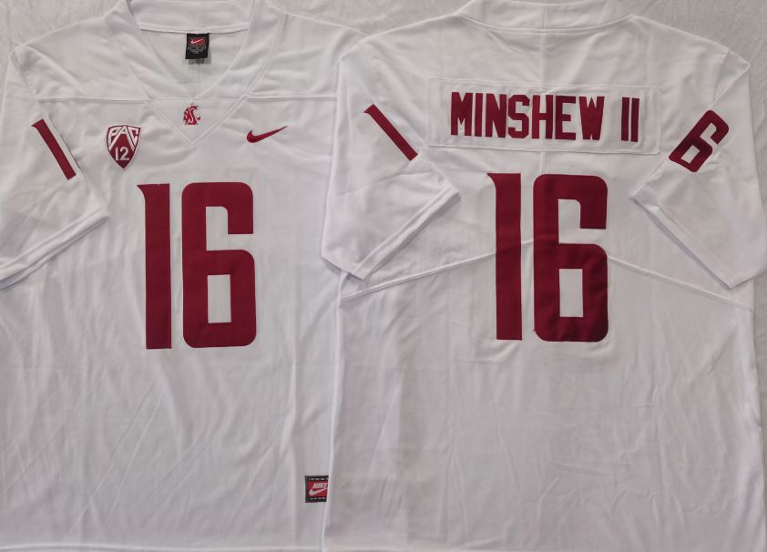 Men Washington State Cougars #16 Minshewii White 2025 Nike Limited NCAA Jersey style 1